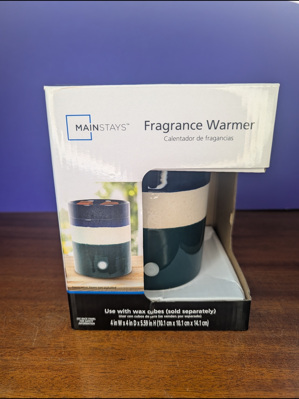 MAINSTAYS Fragrance Warmer Tri-Color Ceramic Striped Electric Wax Melter, NEW